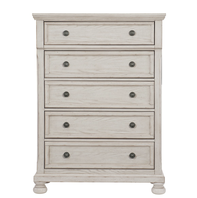 Bethel 5 Piece Antique White Bedroom Set (Bed (2pc), Dresser, Mirror and Nightstand) - Image 2