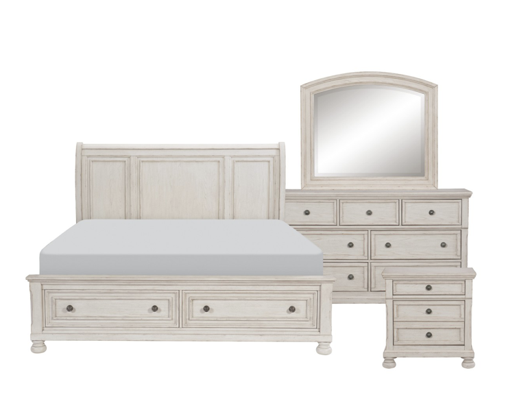 Bethel 5 Piece Antique White Bedroom Set (Bed (2pc), Dresser, Mirror and Nightstand) - Image 16