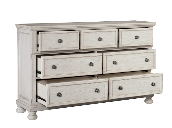 Bethel 5 Piece Antique White Bedroom Set (Bed (2pc), Dresser, Mirror and Nightstand) - Image 4