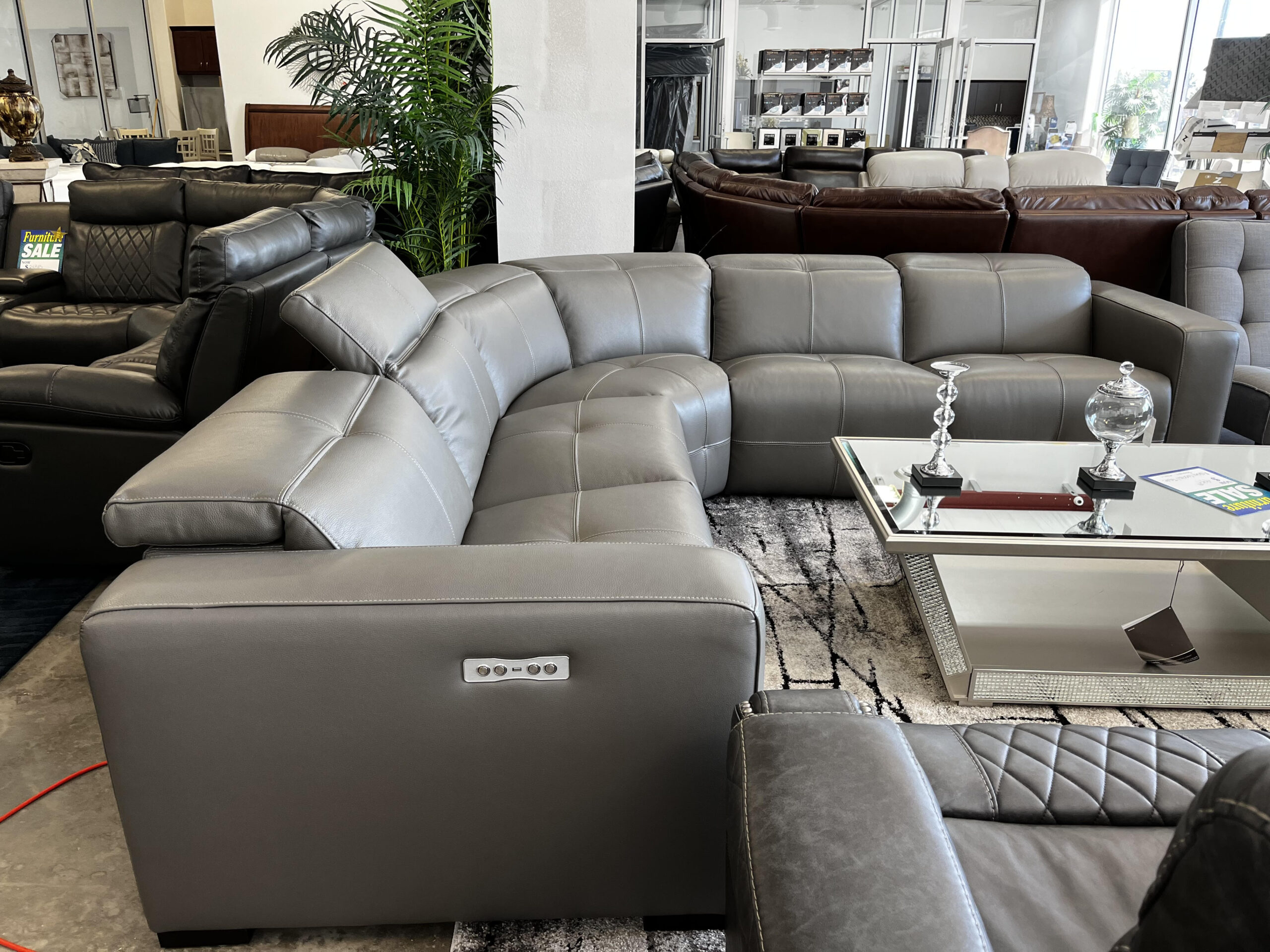 Modern Leather Sectional W 3 Power