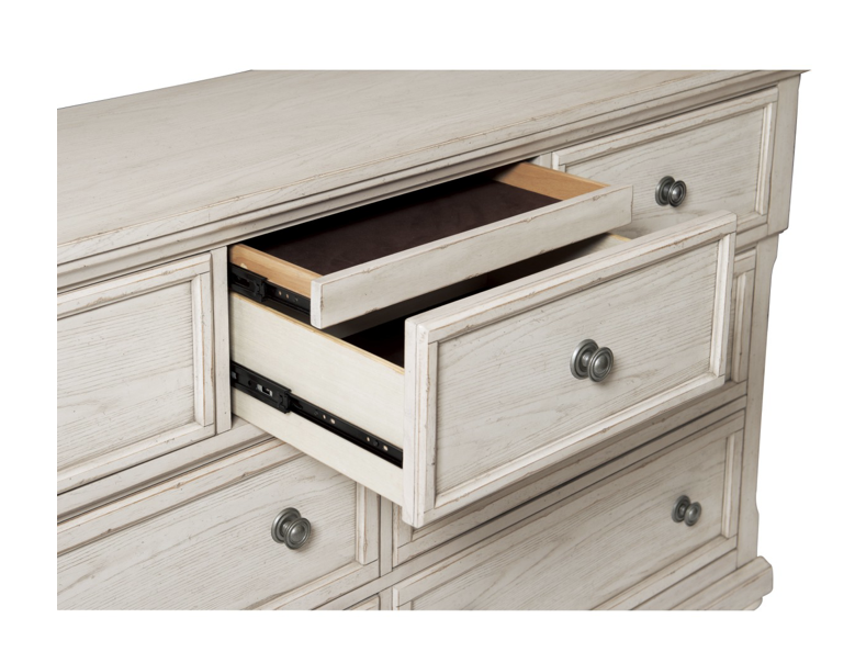 Bethel 5 Piece Antique White Bedroom Set (Bed (2pc), Dresser, Mirror and Nightstand) - Image 5