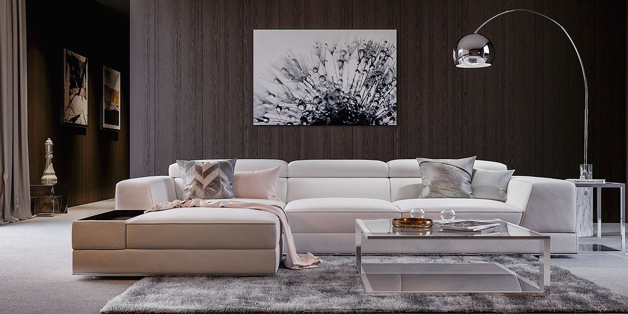Bergamo Sectional Sofa White by Modani Furniture - Tampa Bay Mattresses